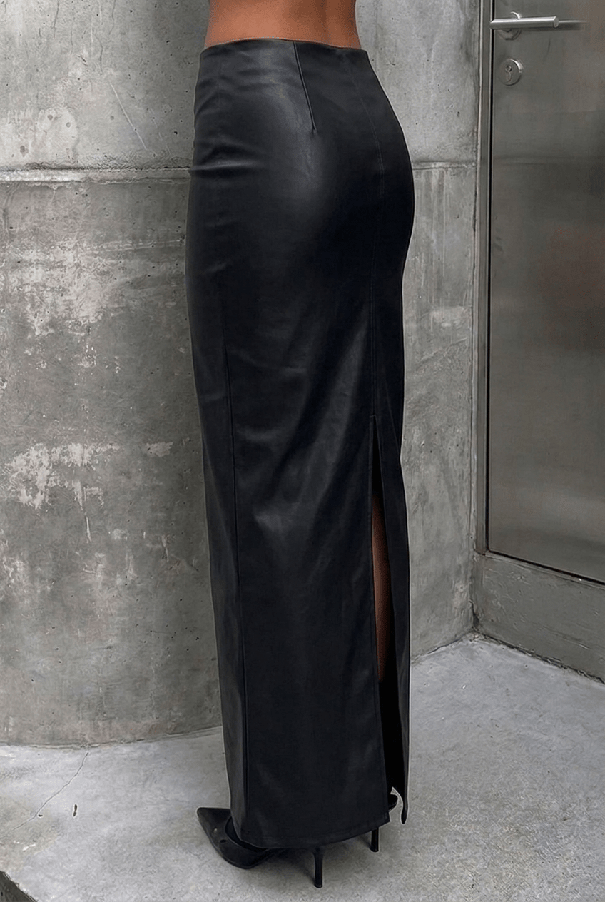 Black Trumpet Leather Skirt - BEEGLEE