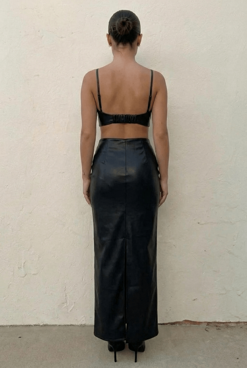 Black Trumpet Leather Skirt - BEEGLEE