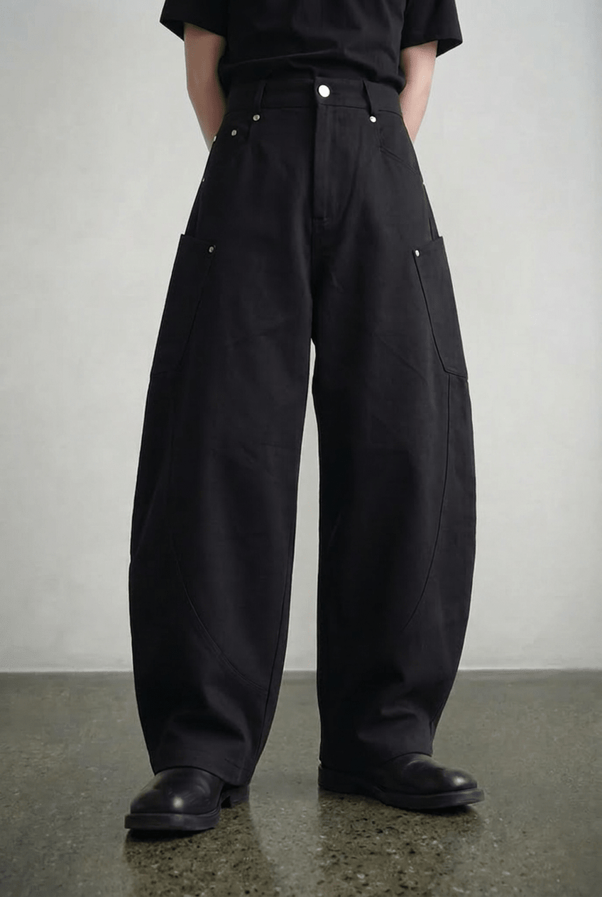 Black Utility Barrel Pants - BEEGLEE