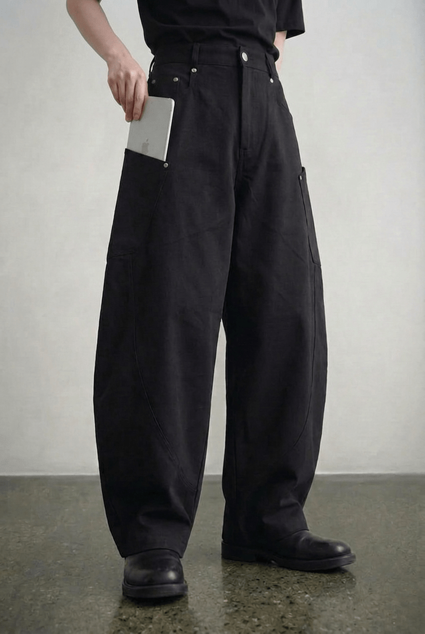 Black Utility Barrel Pants - BEEGLEE