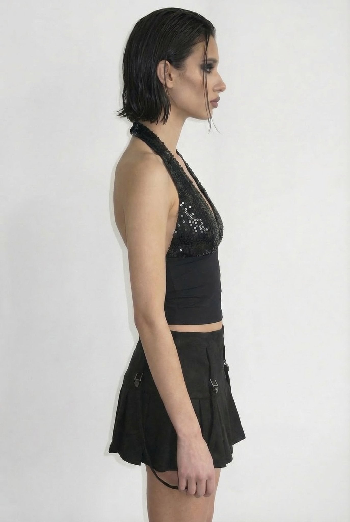 Black Veil Sequin Top - BEEGLEE
