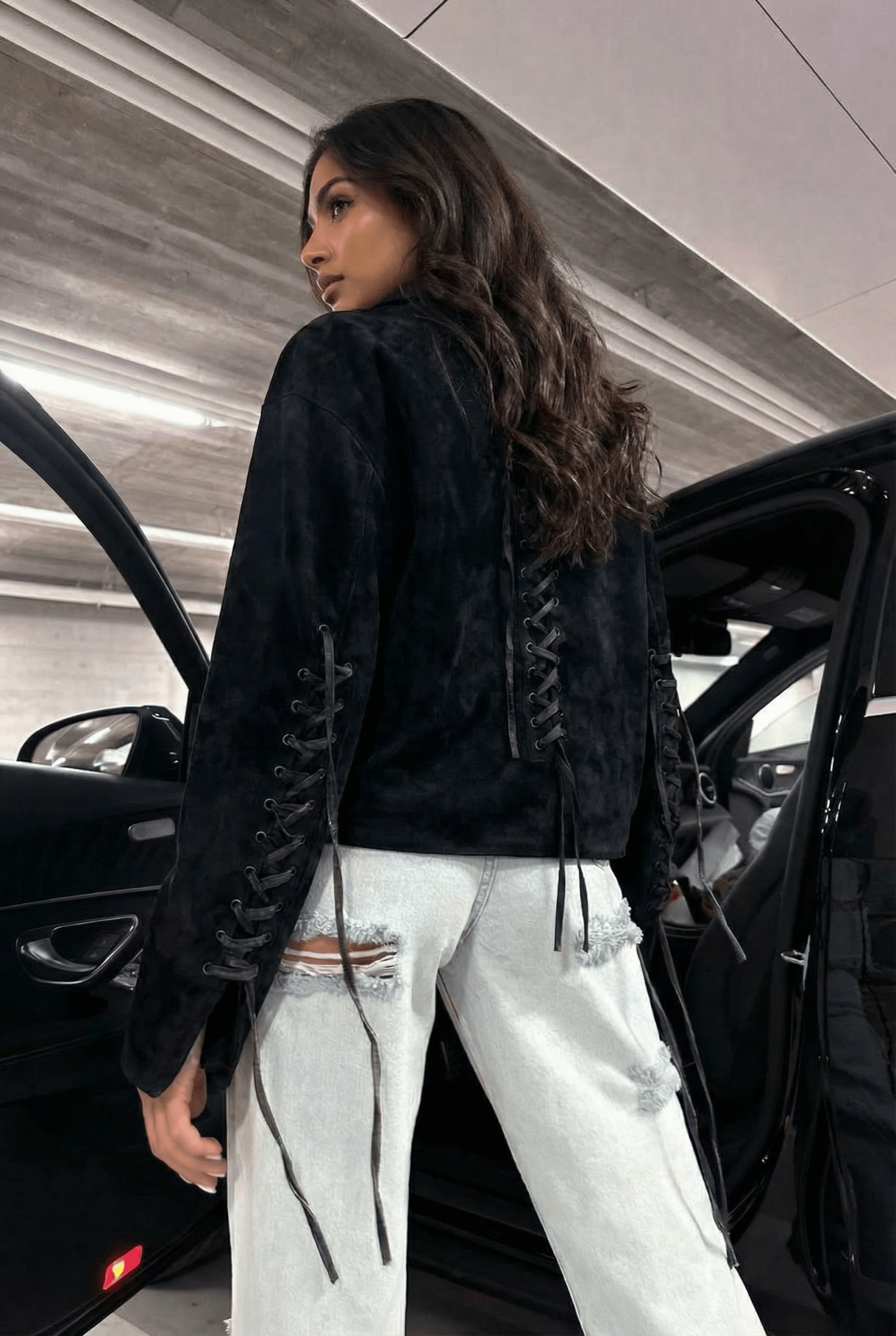 Black Yurei Suede Jacket - BEEGLEE