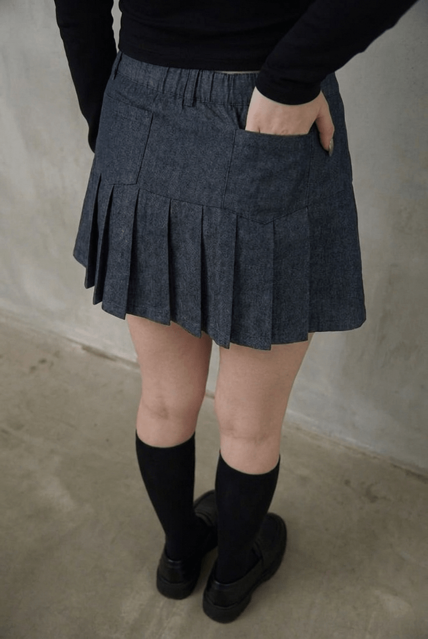 Blue Pleated Skort - BEEGLEE