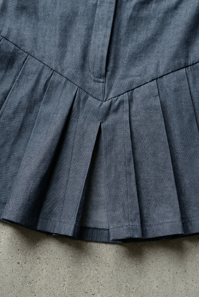 Blue Pleated Skort - BEEGLEE