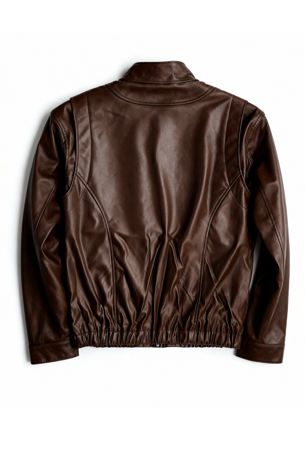 Brown bomber leather jacket - BEEGLEE