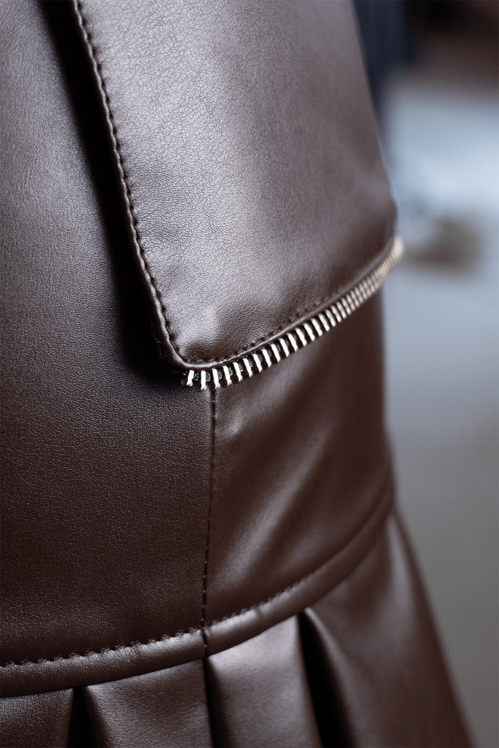 brown leather tennis skirt - BEEGLEE