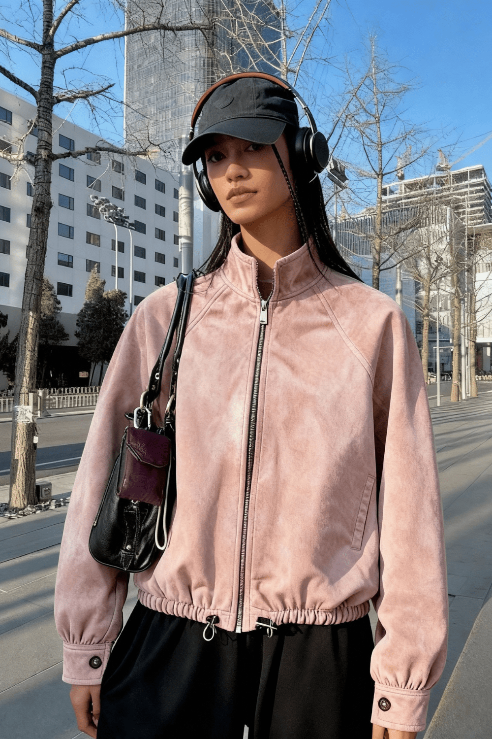 Dust Rose Nari Bomber Jacket - BEEGLEE