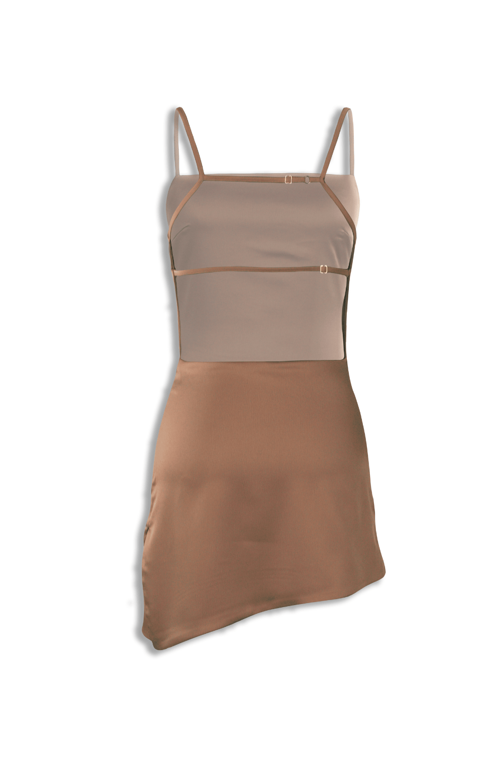 A sleeveless dusty rose satin mini dress party wear from Beeglee