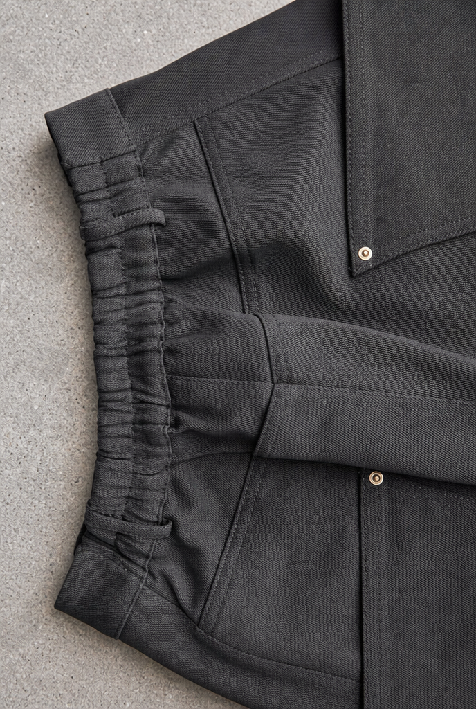 Grey carpenter pants elasticated side waist and rivet detail