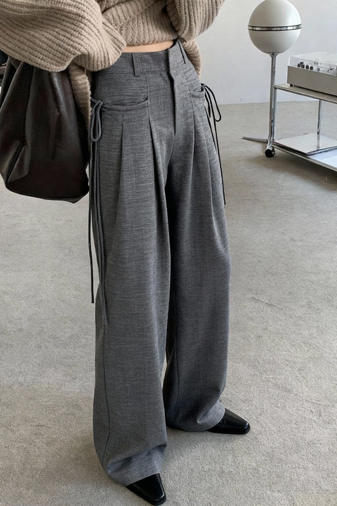 Grey Cinch - Pleat Trousers - BEEGLEE