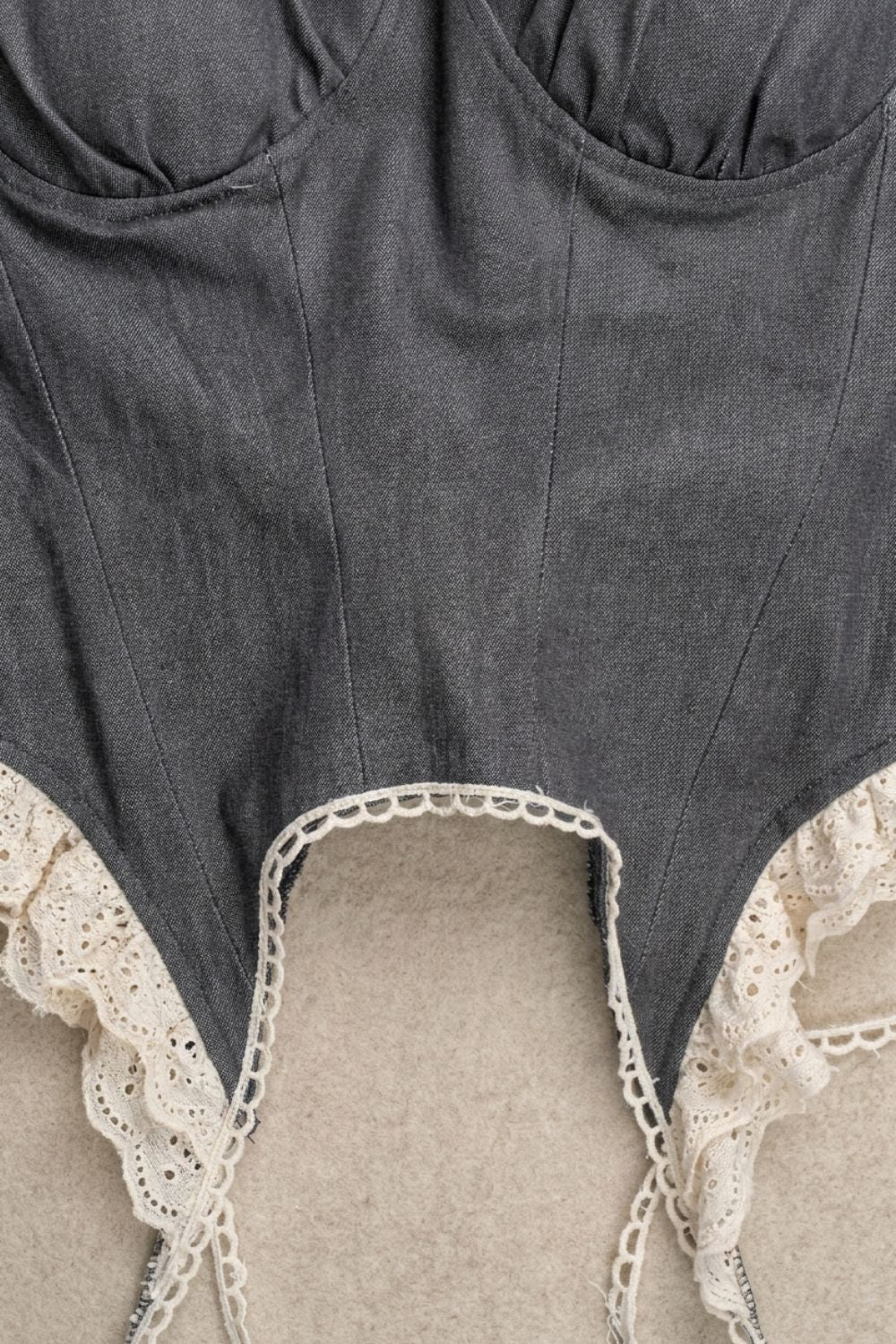 Grey Crush Denim Corset - BEEGLEE