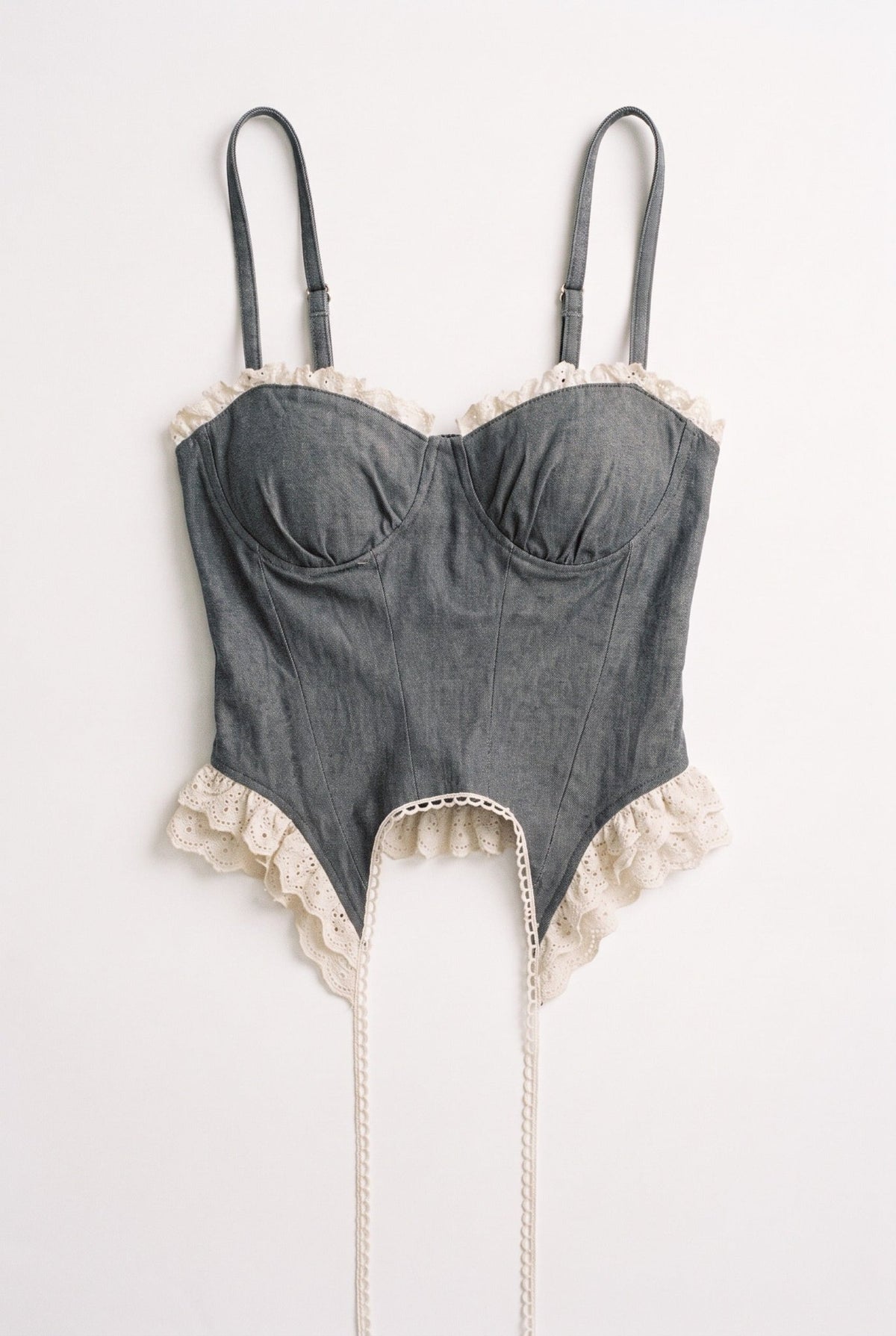 Grey Crush Denim Corset - BEEGLEE