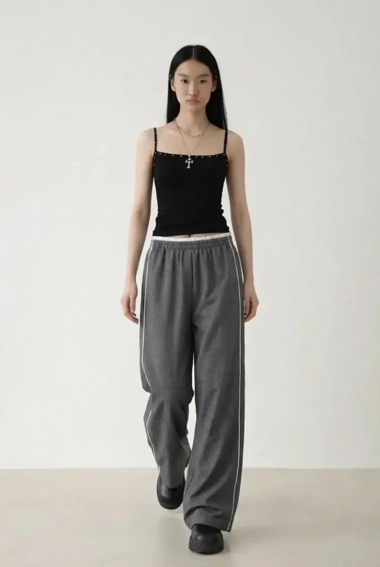 Grey Frill Linen pants - BEEGLEE