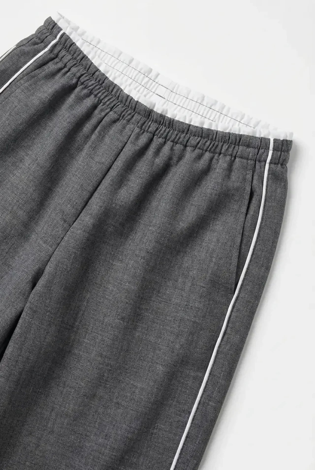 Grey Frill Linen pants - BEEGLEE