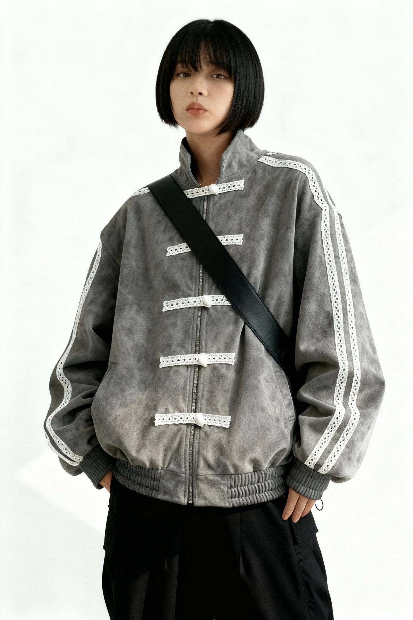 Grey Han Knot Suede Jacket - BEEGLEE