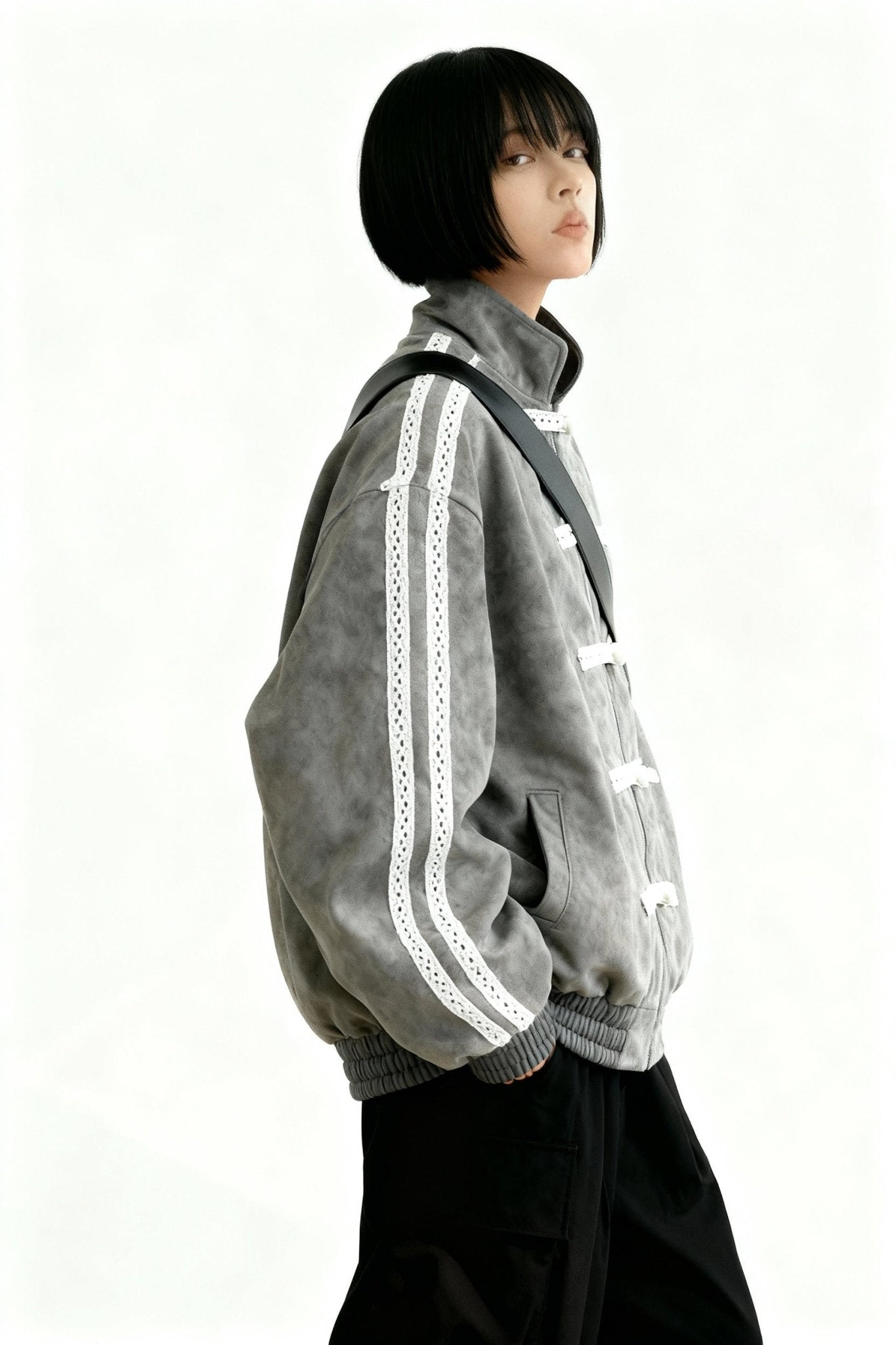 Grey Han Knot Suede Jacket - BEEGLEE