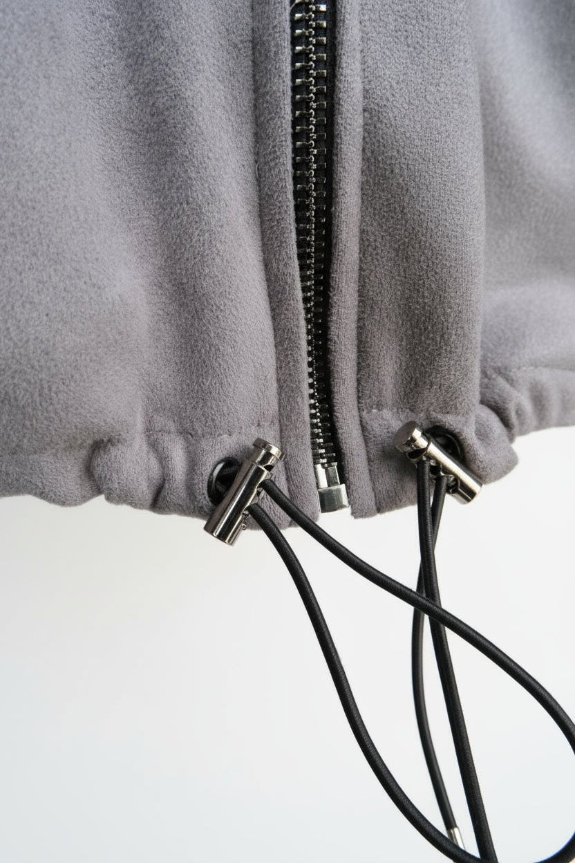 Grey Suede Nari Bomber Jacket - BEEGLEE
