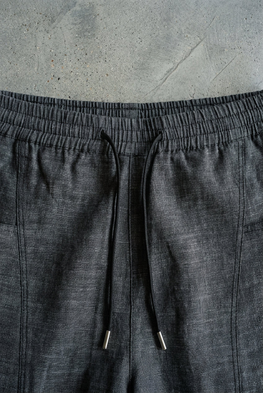 Black Elastic-Waist Trousers