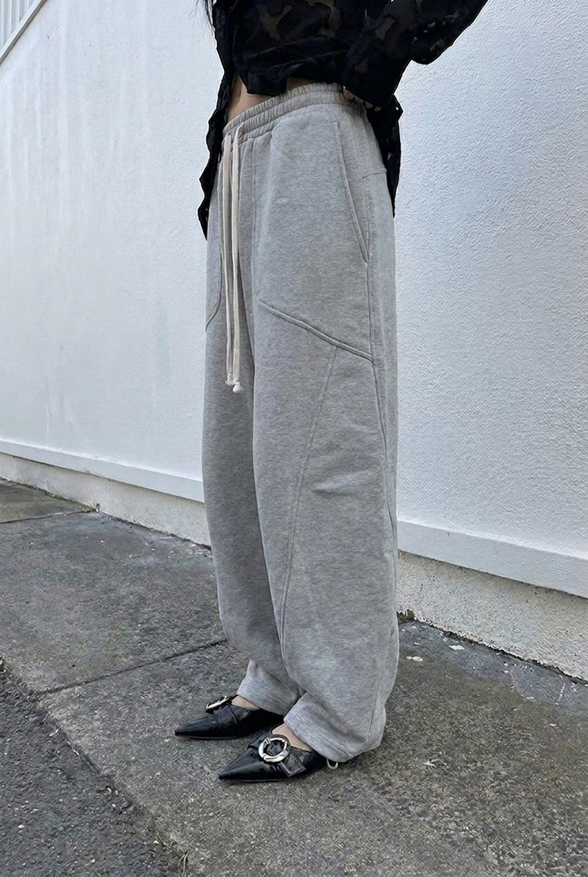 Grey Curved Barrel Sweatpants