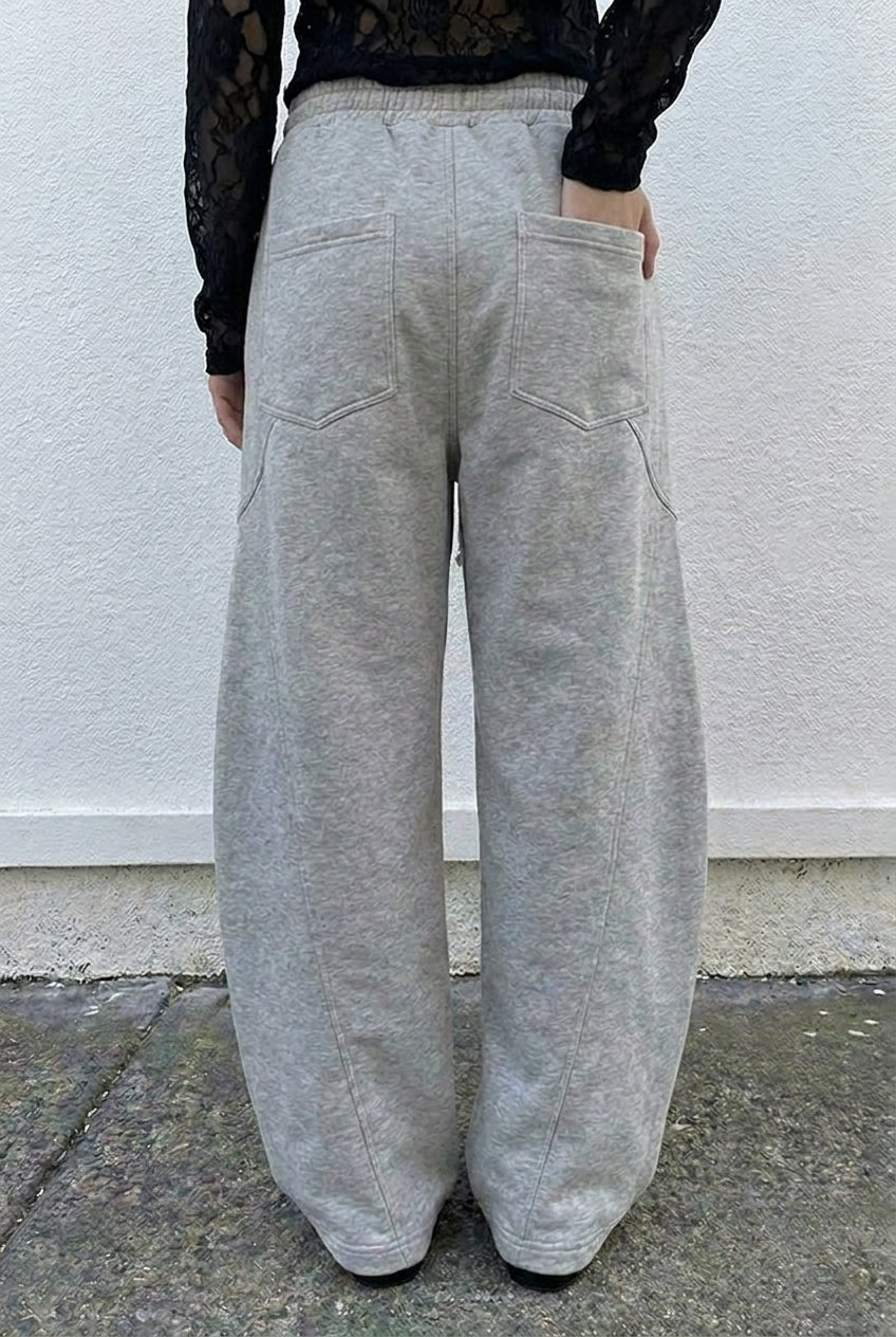 Grey Curved Barrel Sweatpants