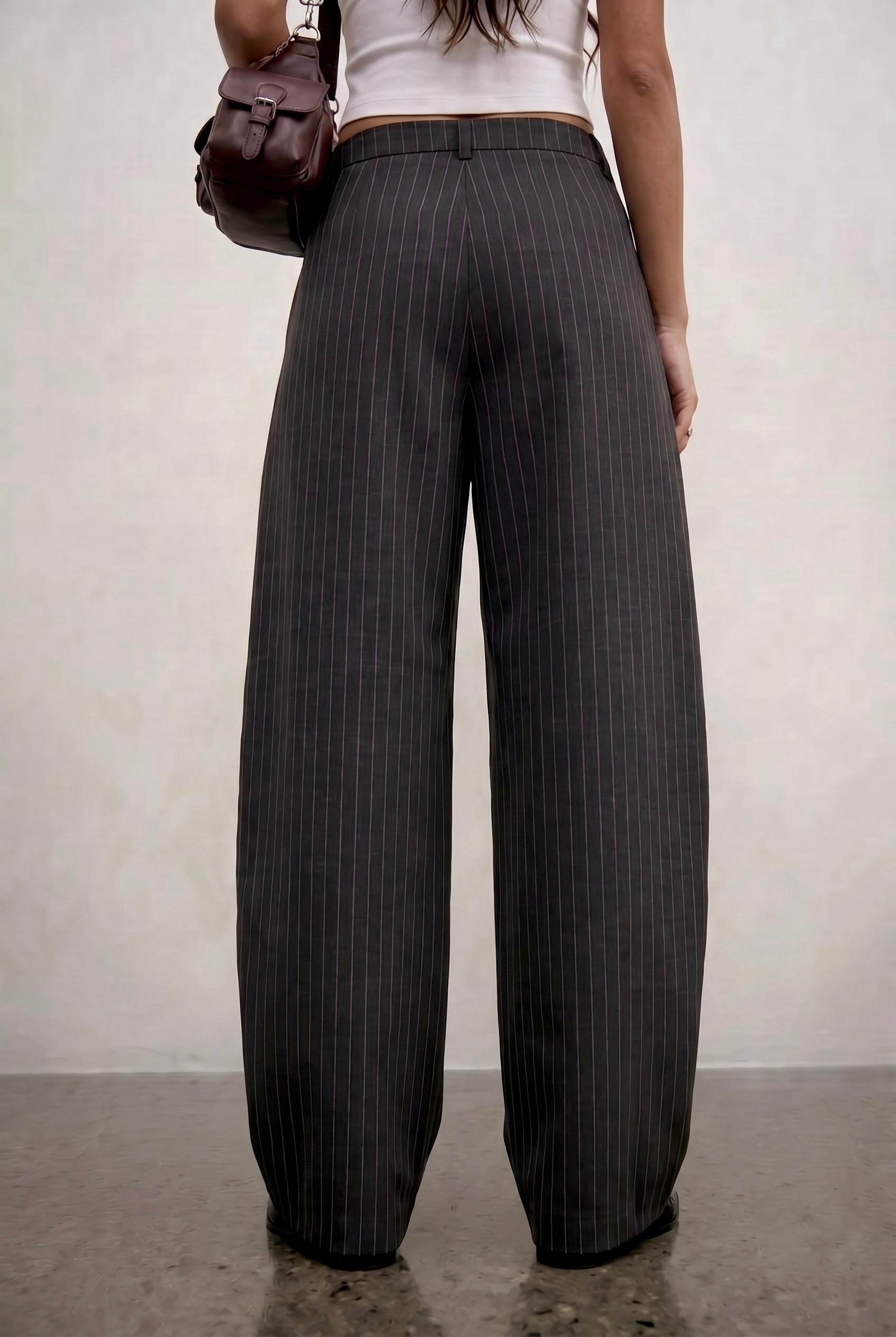 Black Wide Stripe viscose Pants