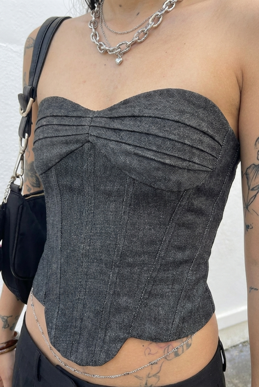 Black Denim Corset