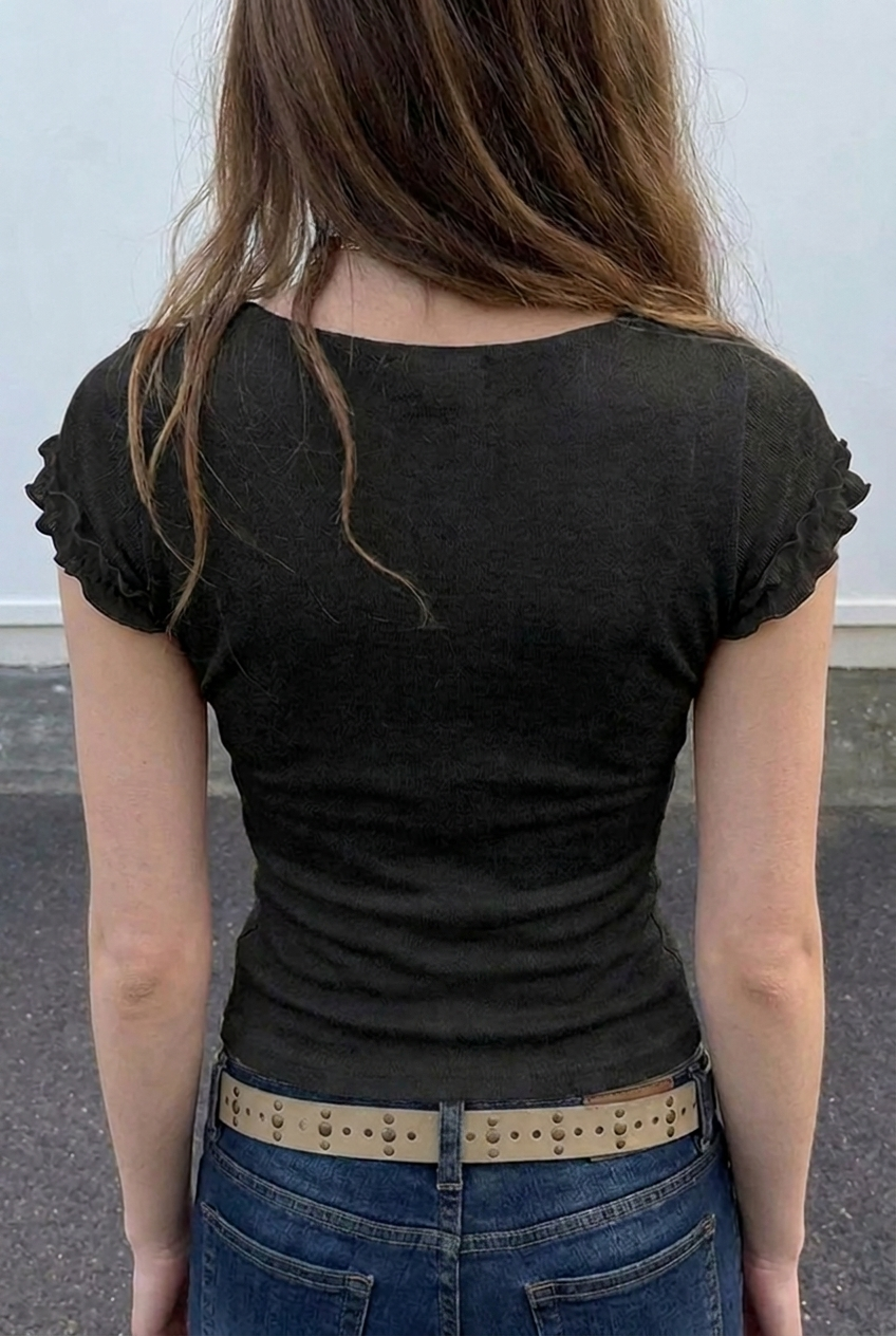 Black Cowl Lace Top