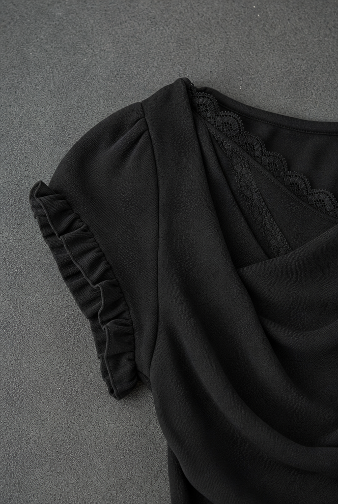 Black Cowl Lace Top