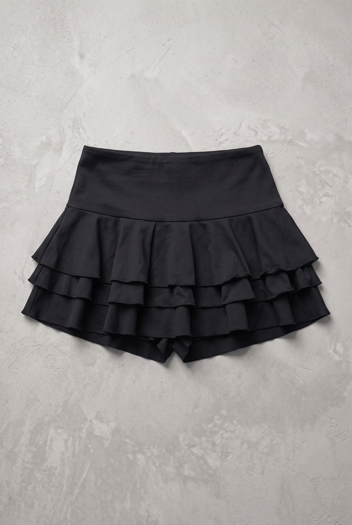 Black Tiered Frill Skort – flat front