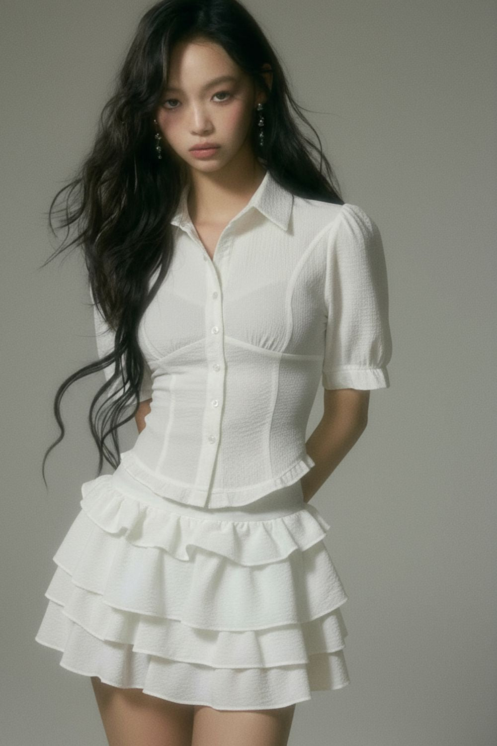 White Tiered Ruffle Skort