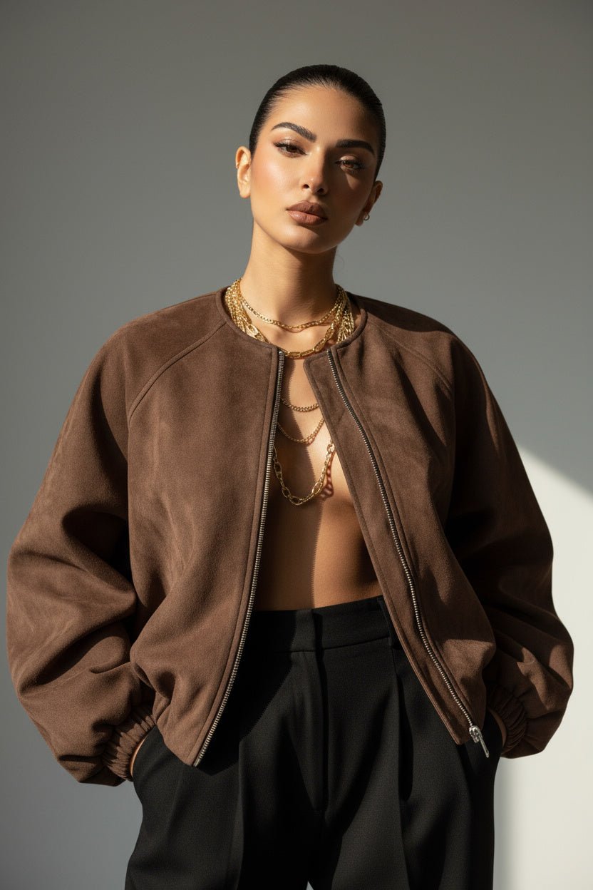 Mocha Seoul Air Suede Jacket - BEEGLEE
