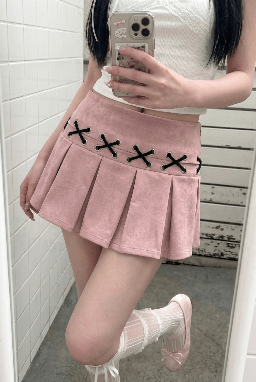 Pink Draw Lace Skort - BEEGLEE