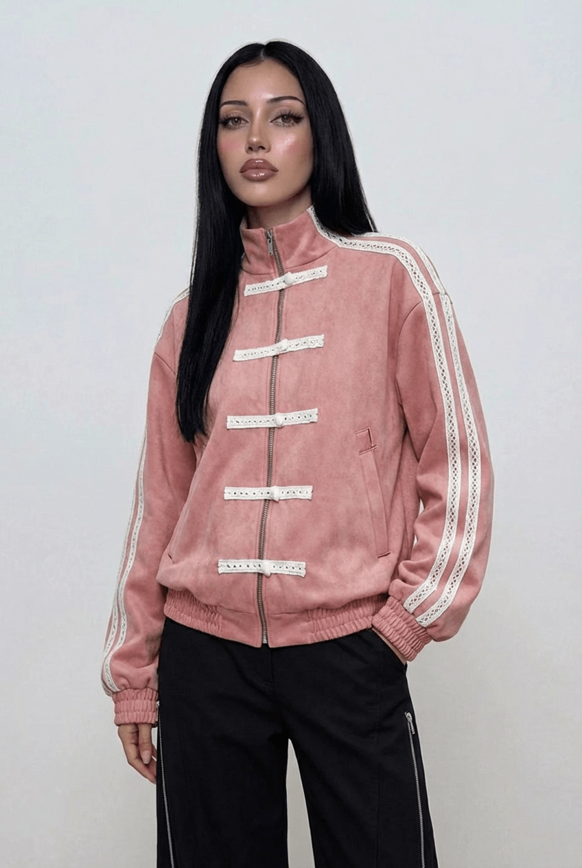 Pink Han Knot Suede Jacket - BEEGLEE