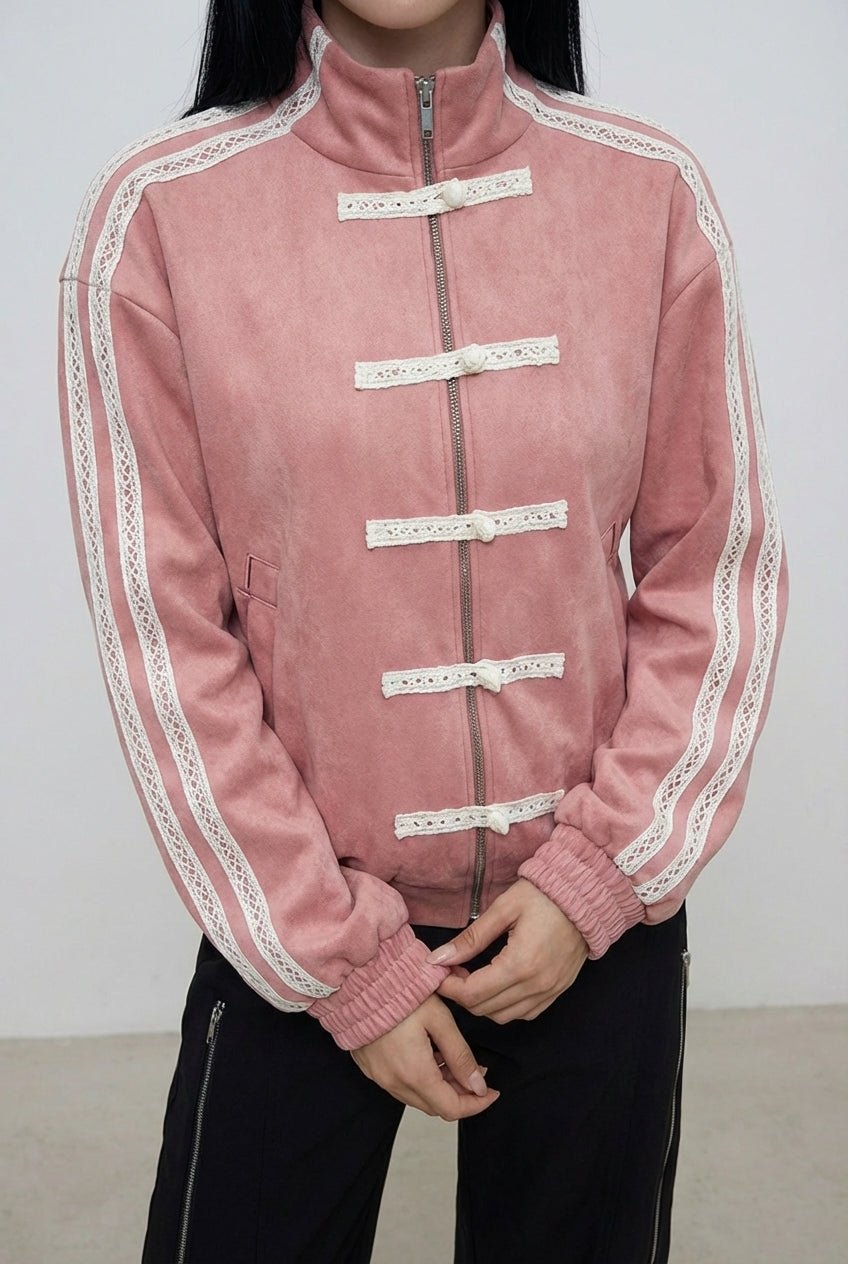 Pink Han Knot Suede Jacket - BEEGLEE