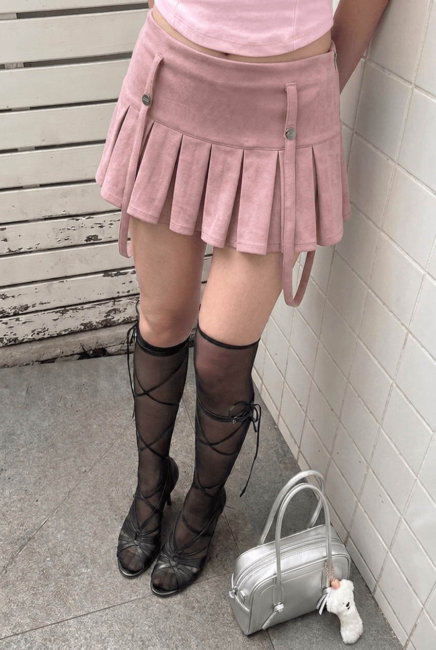 Pink Harness Pleat Skort - BEEGLEE