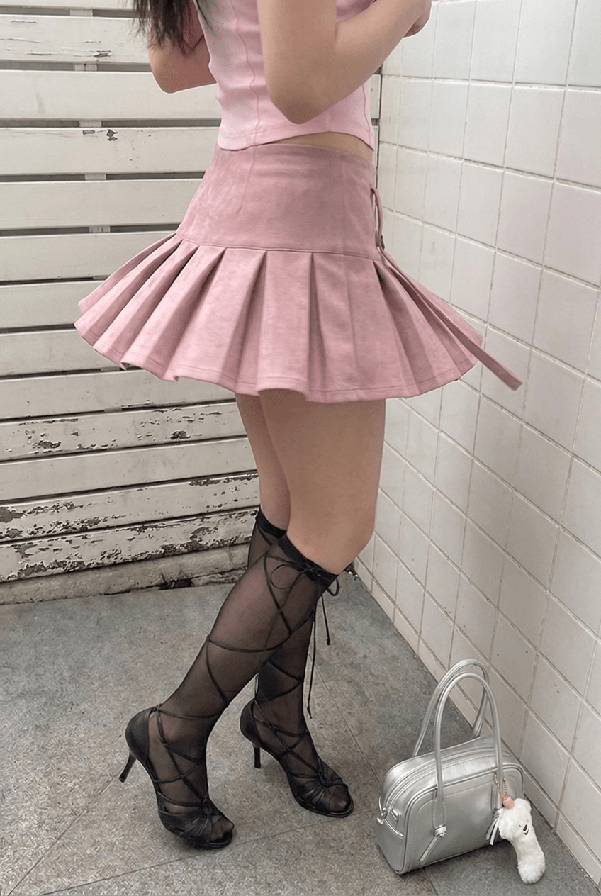 Pink Harness Pleat Skort - BEEGLEE