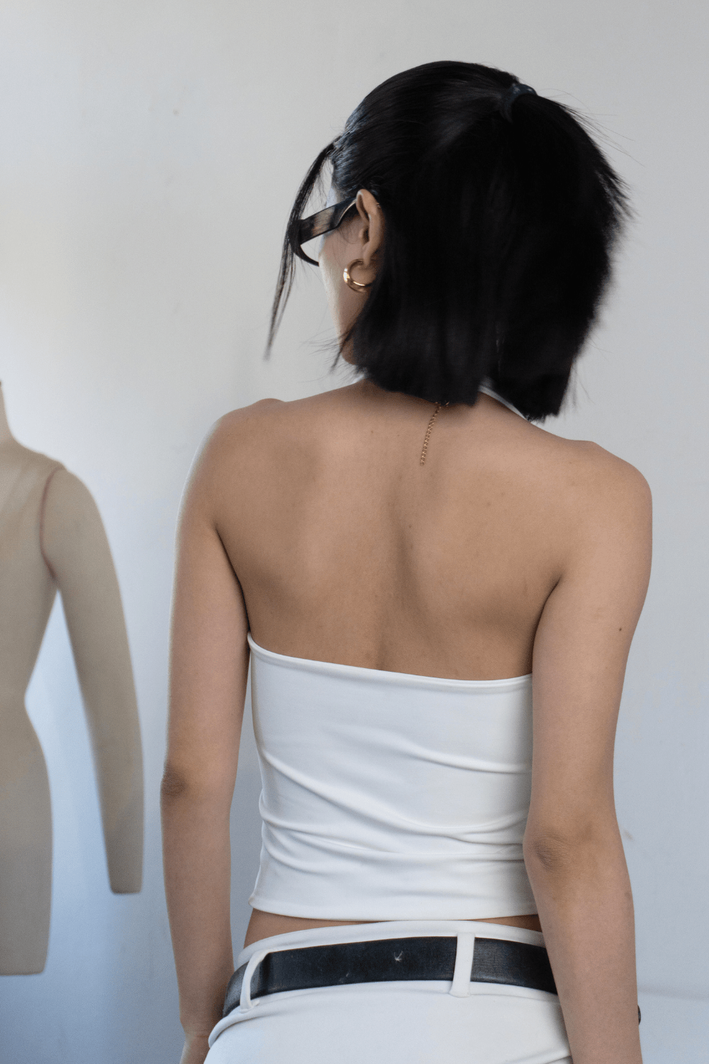 White Beatrice halter neck top - BEEGLEE