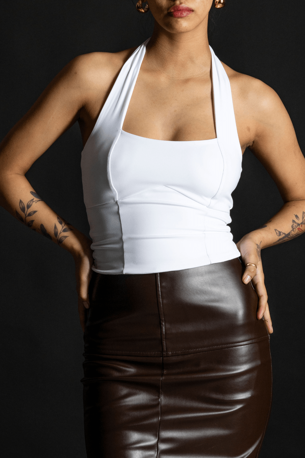 White Beatrice halter neck top - BEEGLEE