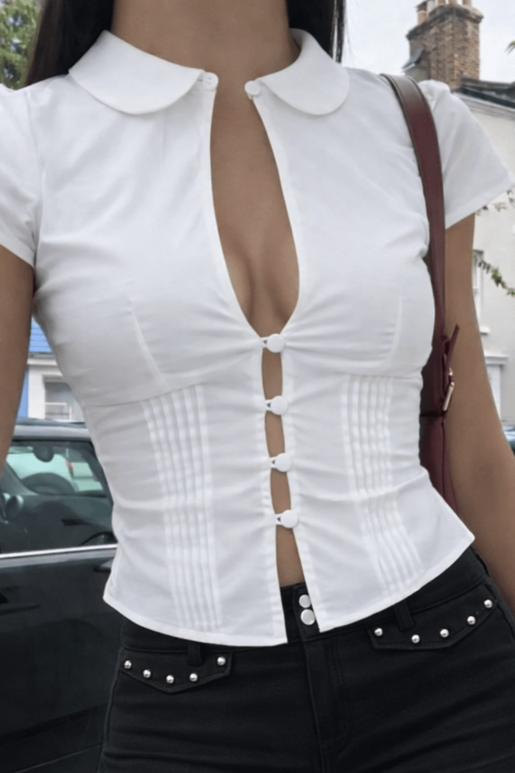 White Blush Collar Shirt - BEEGLEE