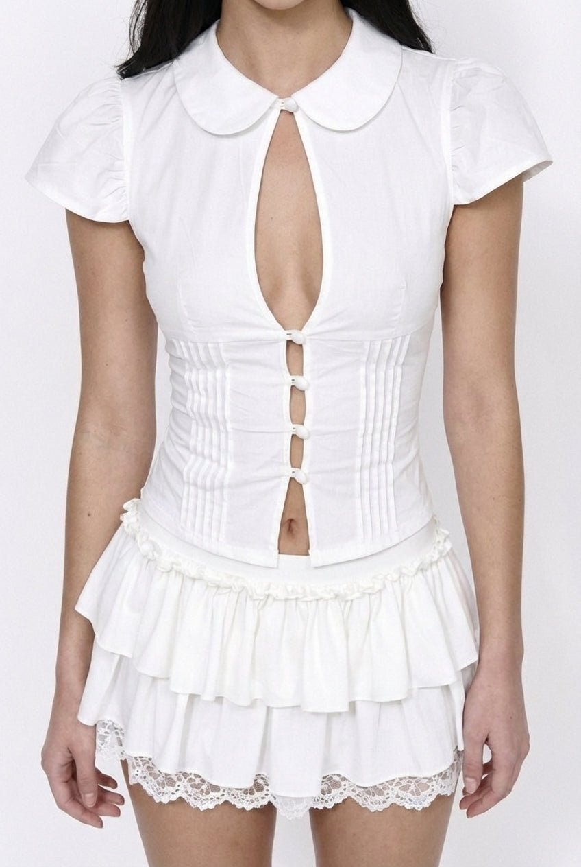 White Blush Collar Shirt - BEEGLEE