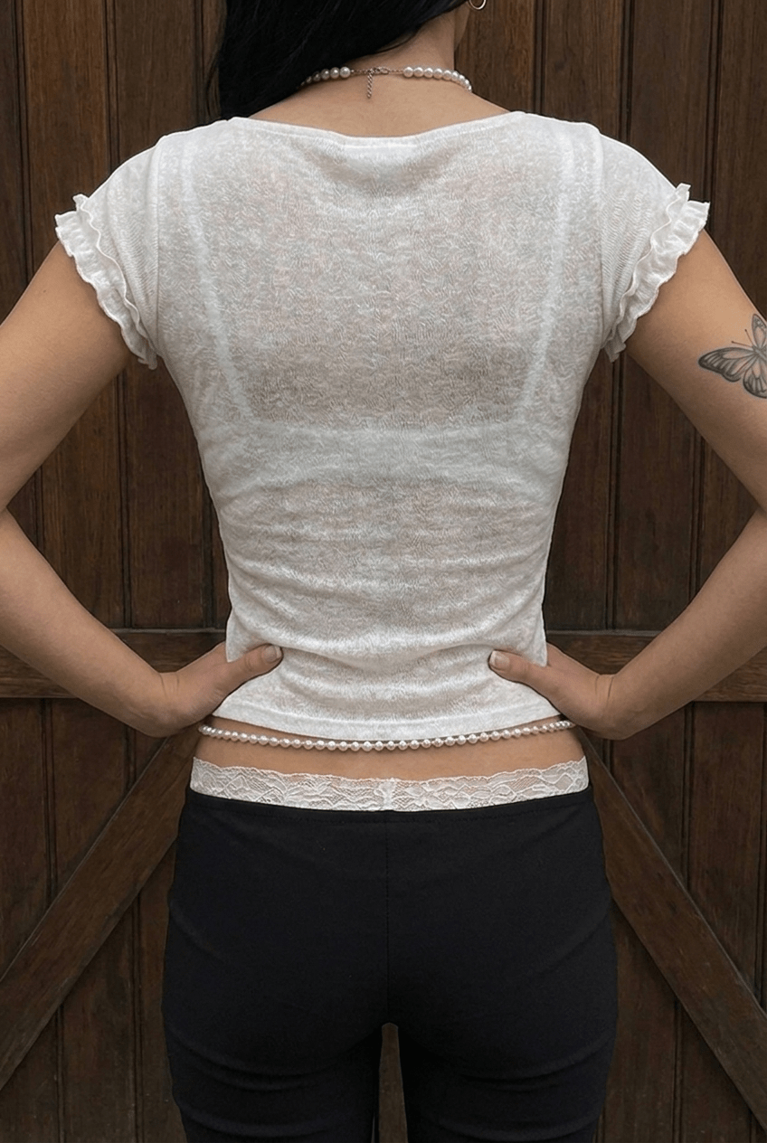 White Cowl Lace Top - BEEGLEE