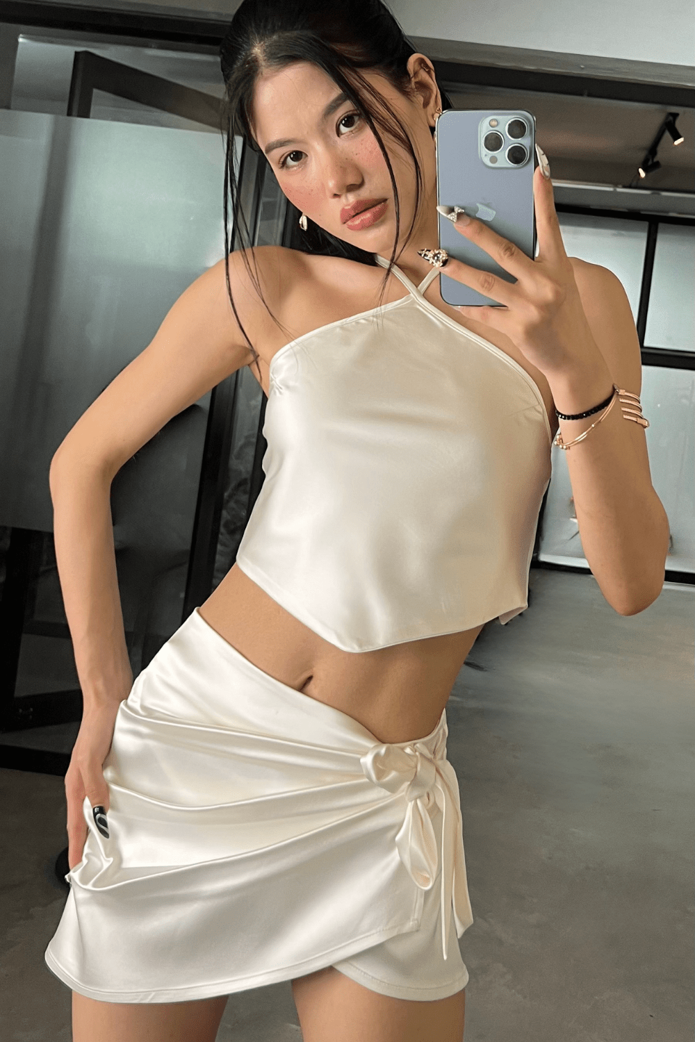 White Cowl wrap skirt - BEEGLEE