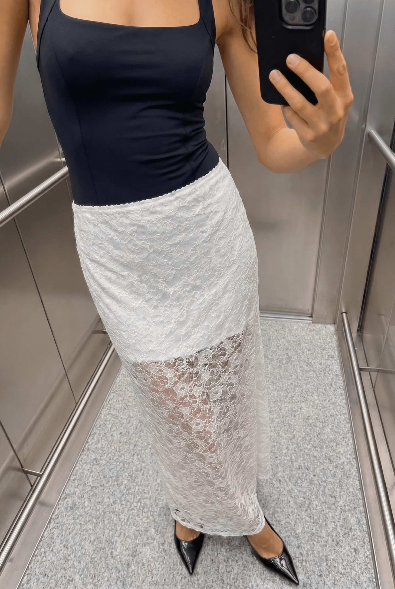White Daina Lace Maxi Skirt - BEEGLEE