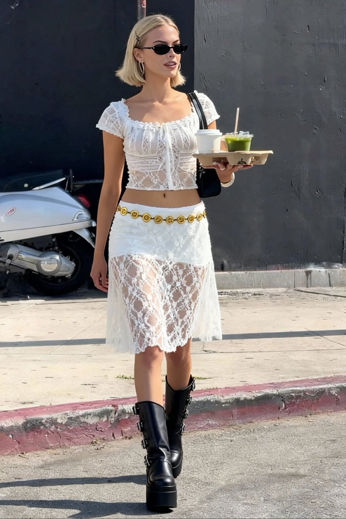 White Dove lace asymmetrical skirt - BEEGLEE