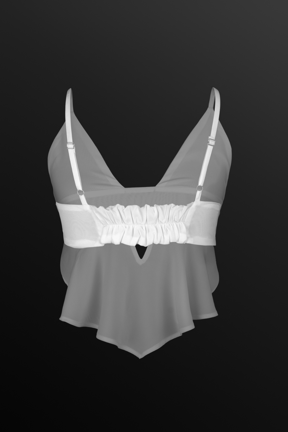 White Keyhole ruffle top - BEEGLEE