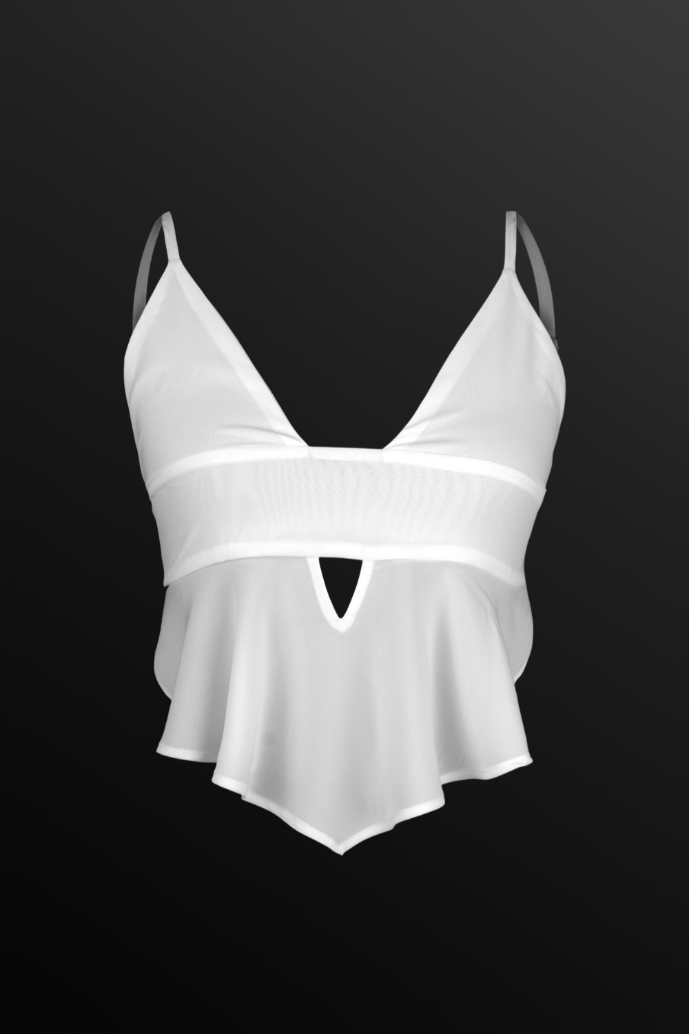 White Keyhole ruffle top - BEEGLEE