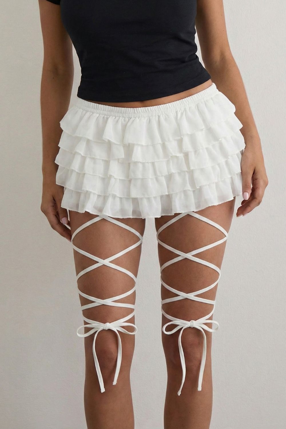 White Opera ruffle skort with lace - BEEGLEE