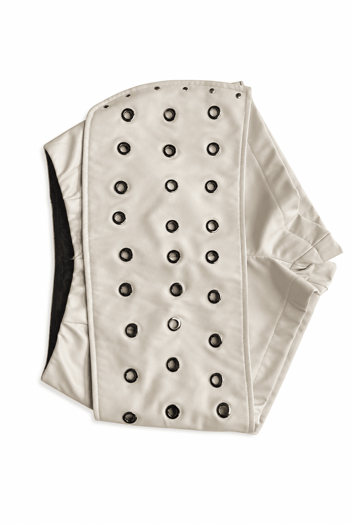 White Perforated Leather Skort - BEEGLEE