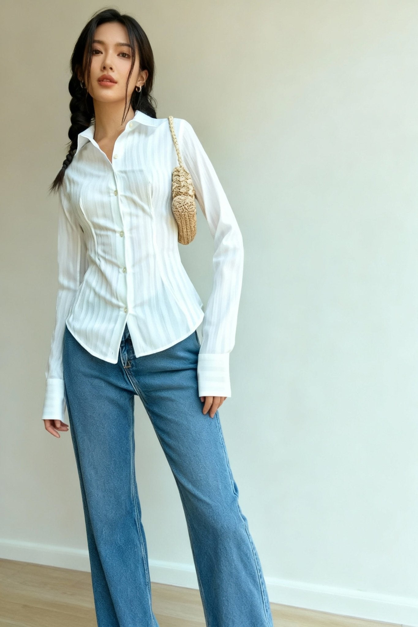 White Sheer Back - Tie Shirt - BEEGLEE