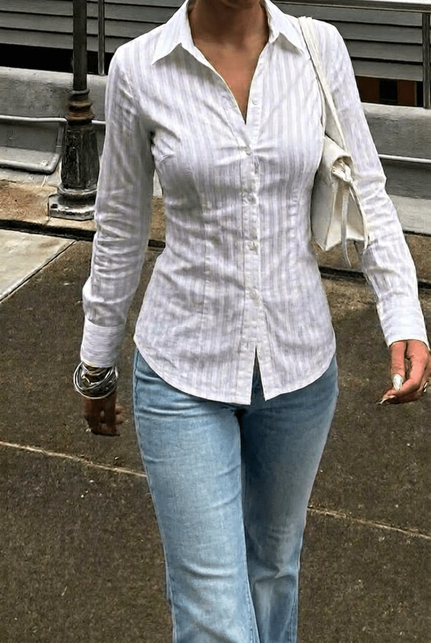 White Sheer Back - Tie Shirt - BEEGLEE